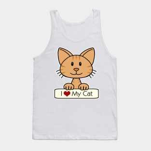 Orange Striped Cat - I Love My Cat Tank Top